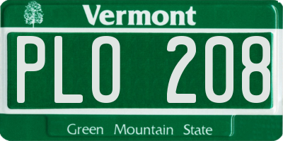 VT license plate PLO208