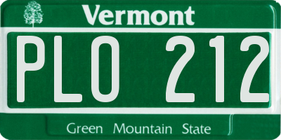 VT license plate PLO212