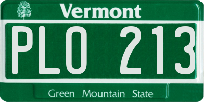 VT license plate PLO213