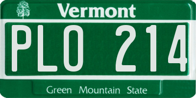 VT license plate PLO214