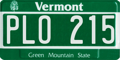 VT license plate PLO215