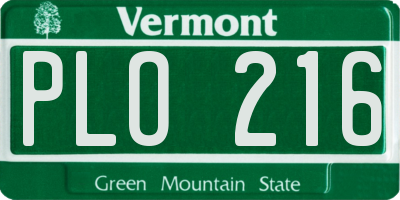 VT license plate PLO216
