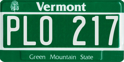 VT license plate PLO217