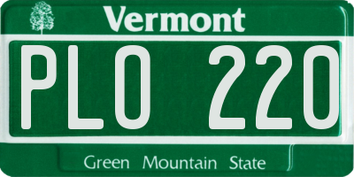 VT license plate PLO220