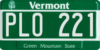 VT license plate PLO221
