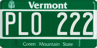 VT license plate PLO222