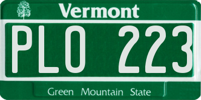 VT license plate PLO223