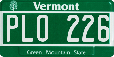 VT license plate PLO226