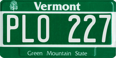 VT license plate PLO227