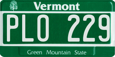 VT license plate PLO229