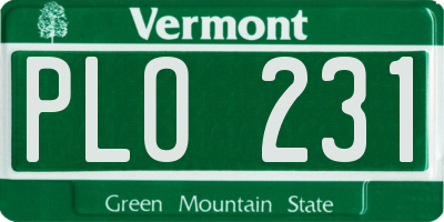 VT license plate PLO231