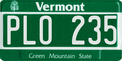 VT license plate PLO235