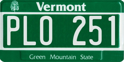 VT license plate PLO251