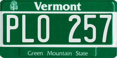VT license plate PLO257