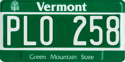 VT license plate PLO258