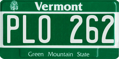 VT license plate PLO262