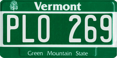 VT license plate PLO269