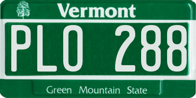 VT license plate PLO288
