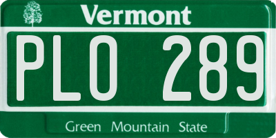 VT license plate PLO289