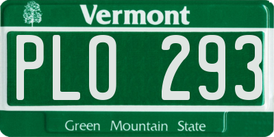 VT license plate PLO293