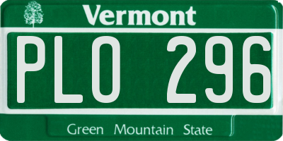VT license plate PLO296