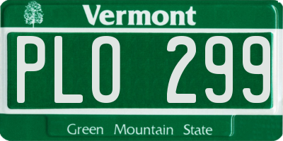 VT license plate PLO299