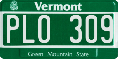 VT license plate PLO309