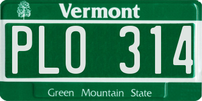 VT license plate PLO314