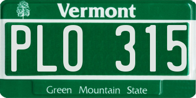 VT license plate PLO315