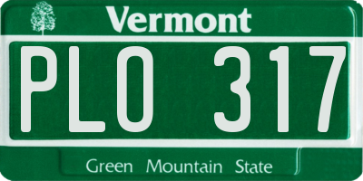 VT license plate PLO317