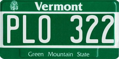 VT license plate PLO322