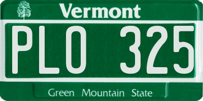 VT license plate PLO325
