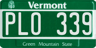 VT license plate PLO339