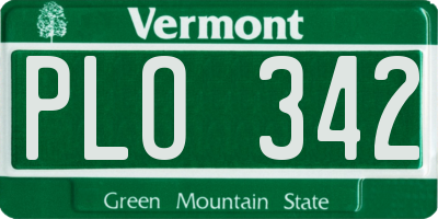VT license plate PLO342