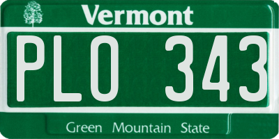 VT license plate PLO343