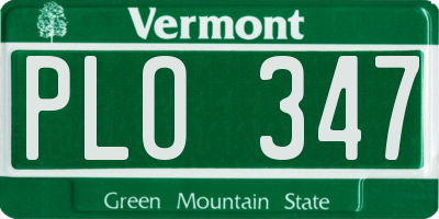 VT license plate PLO347