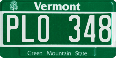 VT license plate PLO348