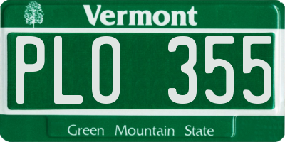 VT license plate PLO355