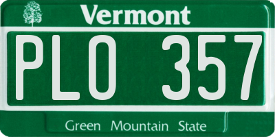 VT license plate PLO357