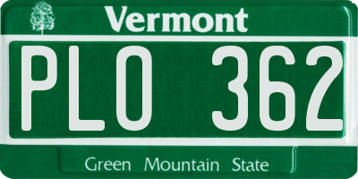 VT license plate PLO362