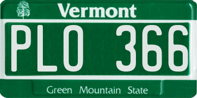 VT license plate PLO366