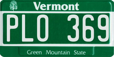 VT license plate PLO369