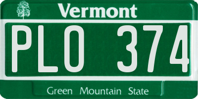 VT license plate PLO374
