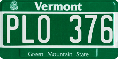 VT license plate PLO376