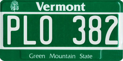 VT license plate PLO382
