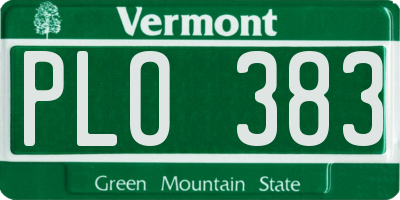 VT license plate PLO383