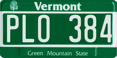 VT license plate PLO384