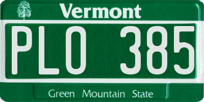 VT license plate PLO385