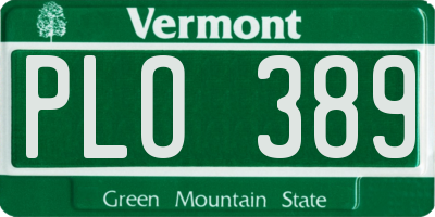 VT license plate PLO389