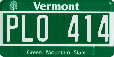 VT license plate PLO414